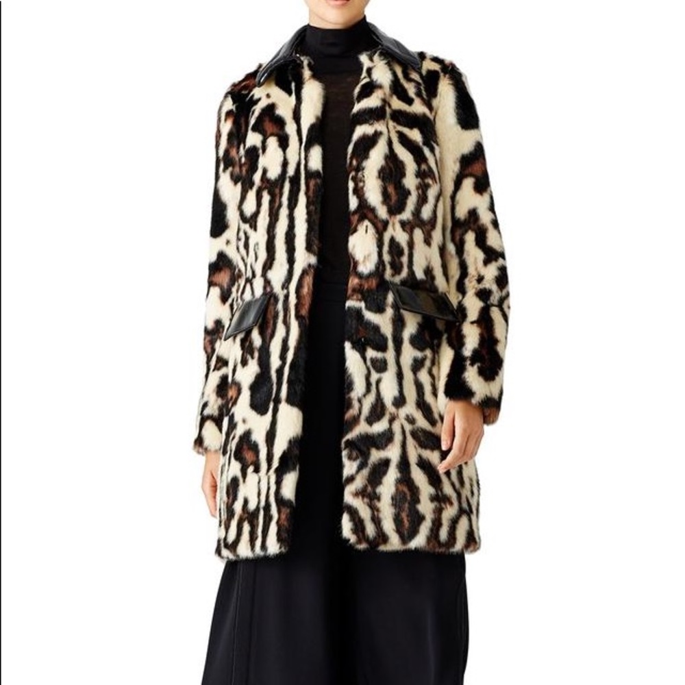Carven Animal Print Faux Fur Coat
